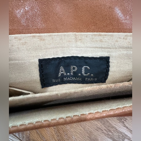 APC Paris leather bag purse with chain or as clutch tan brown - Picture 6 of 12